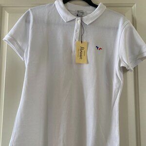 Maison Kitsune Polo Pique Shirt Size Medium 100% Cotton NWT $250